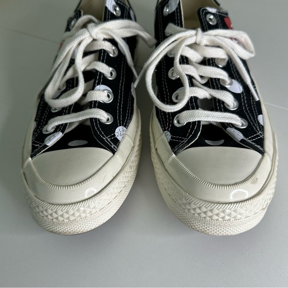 Comme Des Garcons PLAY x Converse Polka Dot Low-Top Sneakers Black SZ M7 W9 - Picture 5 of 11